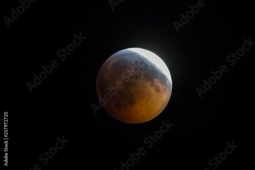 Blood moon, eclipse seen from, La Pampa,January 21, 2019 Argentina