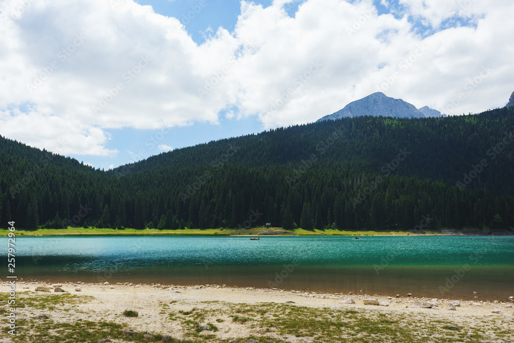 Beautiful clean and clear turquoise water in the Black Lake, National Natural Park in Durmitor, Montenegro.