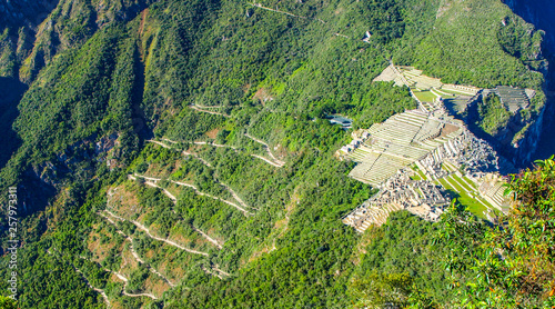 Tablou pe pânză Machu Picchu - ancient Incan city. View from Huyana Picchu, Peru
