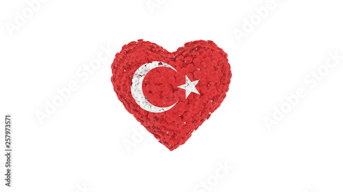 Turkey National Day. October 29. Flowers forming heart shape. 3D rendering.