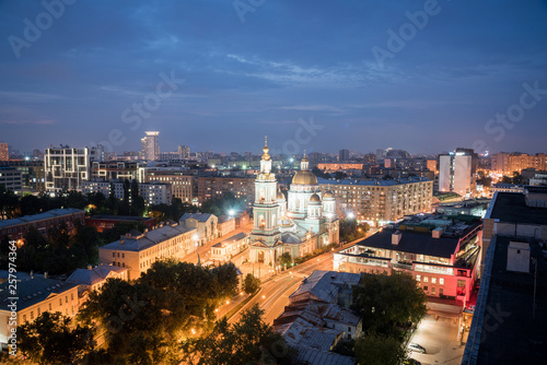 Moscow, Russia - July 20, 2018: Epiphany Cathedral at Yelokhovo, is the vicarial church of the Moscow Patriarchs