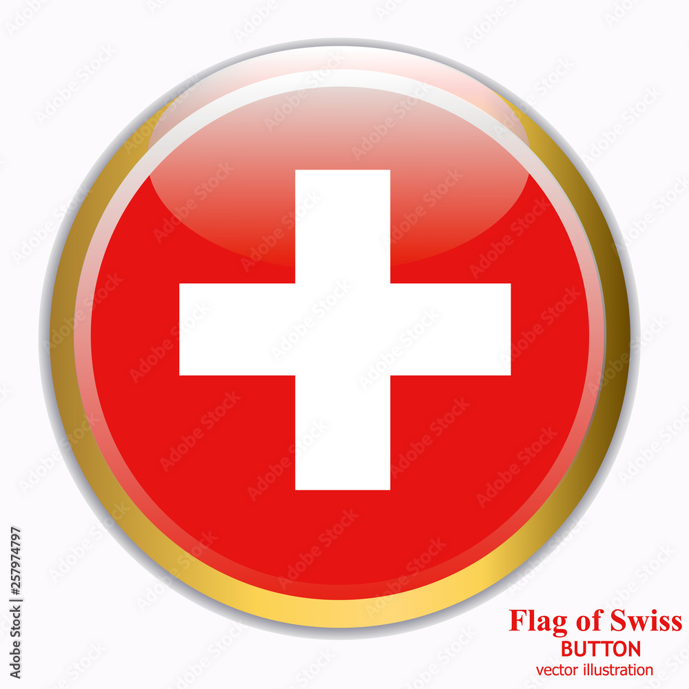 Bright button with flag of Swiss. Swiss National Day background. Bright illustration with flag . Vector with transparent background. Bright button with flag of Swiss. Swiss National Day background. Bright illustration with flag . Vector with transparent background.