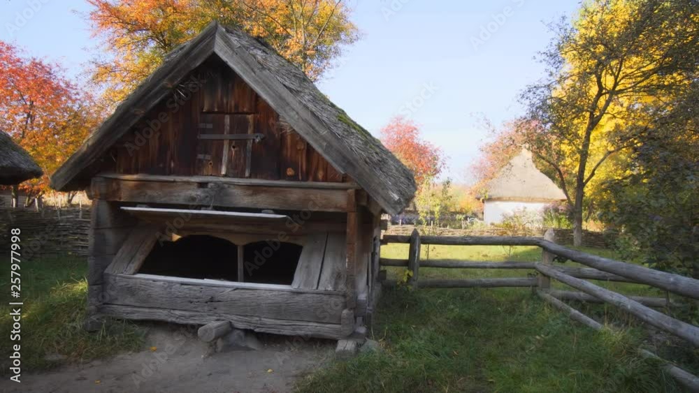 Old Fashioned Wooden Building on Ukrainian Farm Old Fashioned Wooden Building on Ukrainian Farm