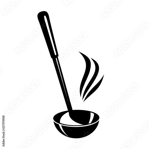 Kitchen ladle soup smoke cook icon, simple style photo