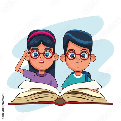 Kids and books cartoons