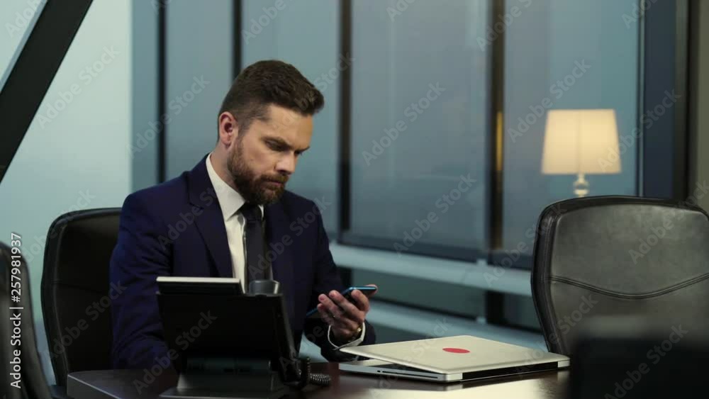 Businessman is working in the conference room. Businessman is working in the conference room.