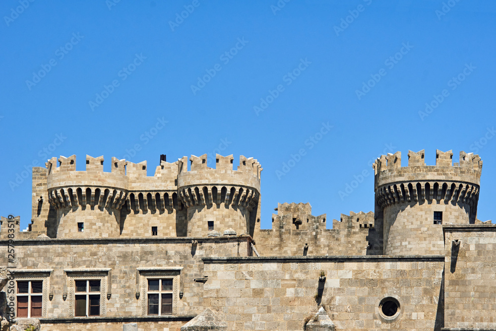 Bastion of the medieval Castle of the Knights in Rhodes .