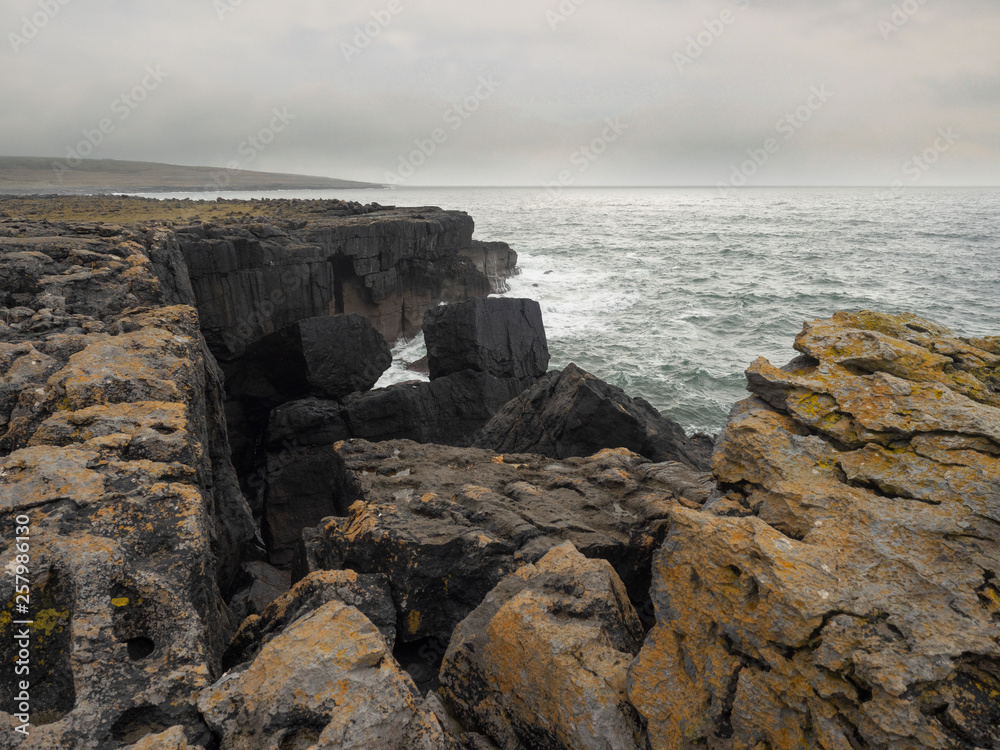 Dusk over ocean, Burren national Geo park, Ireland. Dusk over ocean, Burren national Geo park, Ireland.