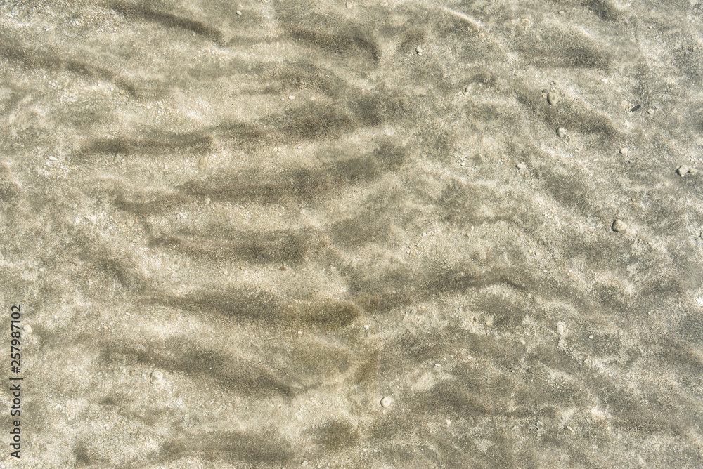 Transparent water surface and sand on the lake bottom Transparent water surface and sand on the lake bottom