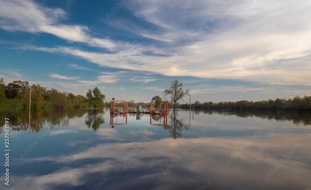 Fototapeta premium Ouachita River at Monroe has reached flood stage