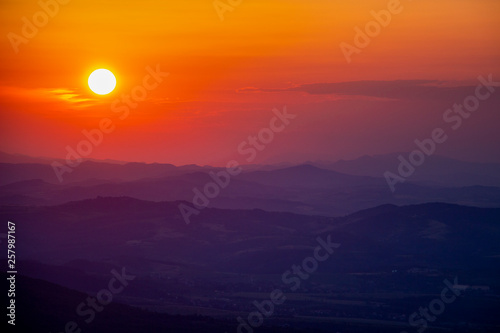 Summer sunset view from Kopitoto Hill, Vitosha Mountain, Sofia, Bulgaria