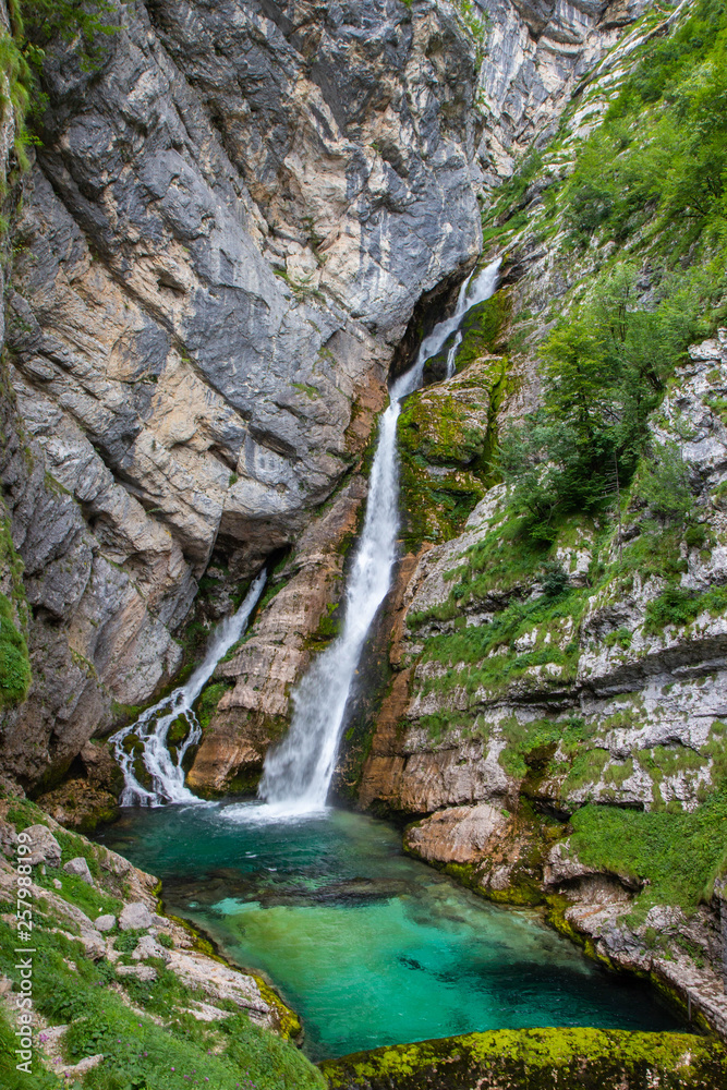 Famous Savica waterfall in Julian Alps, Slovenia Famous Savica waterfall in Julian Alps, Slovenia