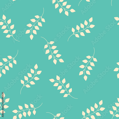 Seamless pattern with plant elements. Background with branches with leaves. Art can be used for wallpaper, packing, printing. Summer print.