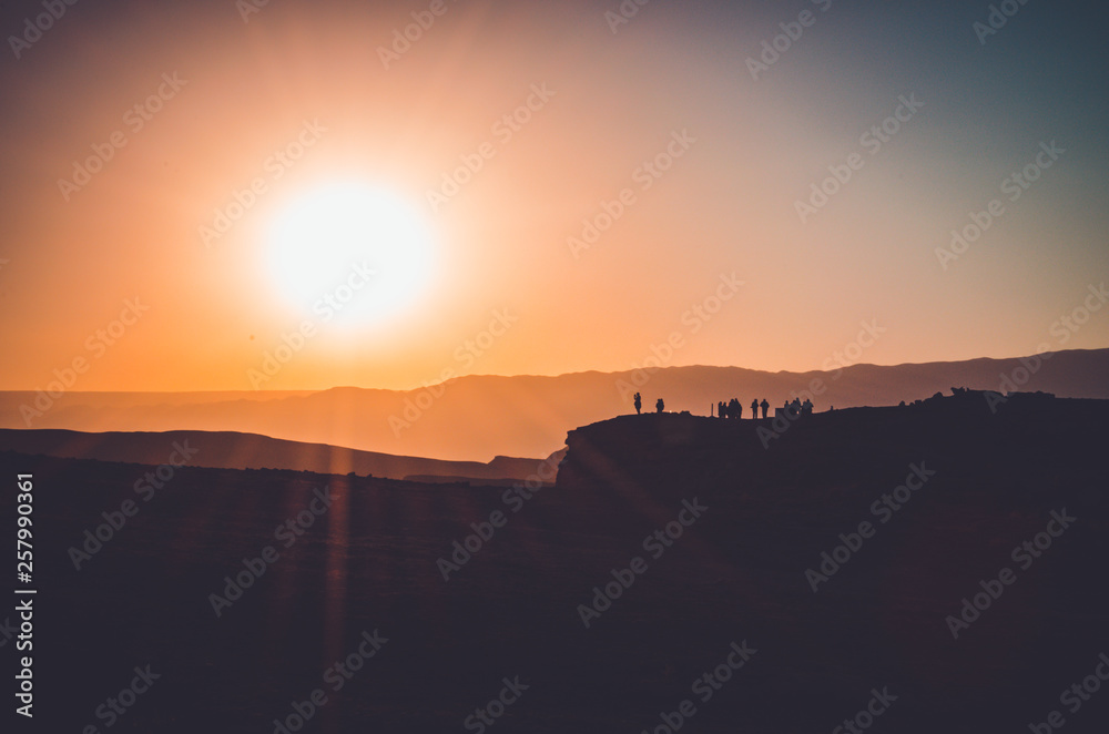 Different shadow tones at sunset in Atacama desert, Chile
