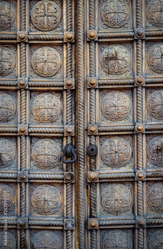 Alexander Nevsky Cathedral, ornamented door. Sofia, Bulgaria