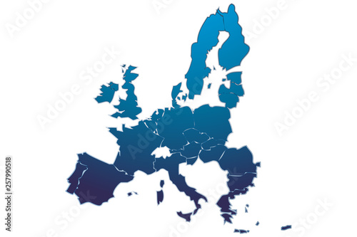Mapa de la Unión Europea de color azul.