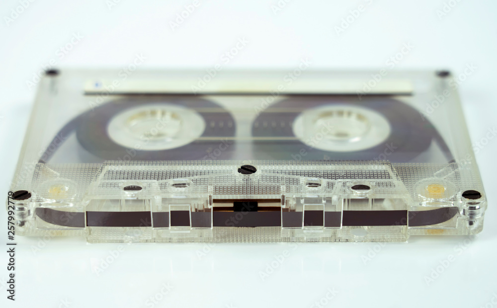 transparent audio cassette on white background. transparent audio cassette on white background.