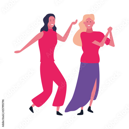 Young women smiling and dancing