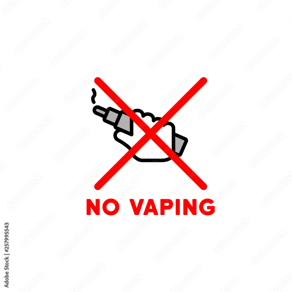 No Vaping or smoking prohibition sign icon in cartoon thick outline style No Vaping or smoking prohibition sign icon in cartoon thick outline style