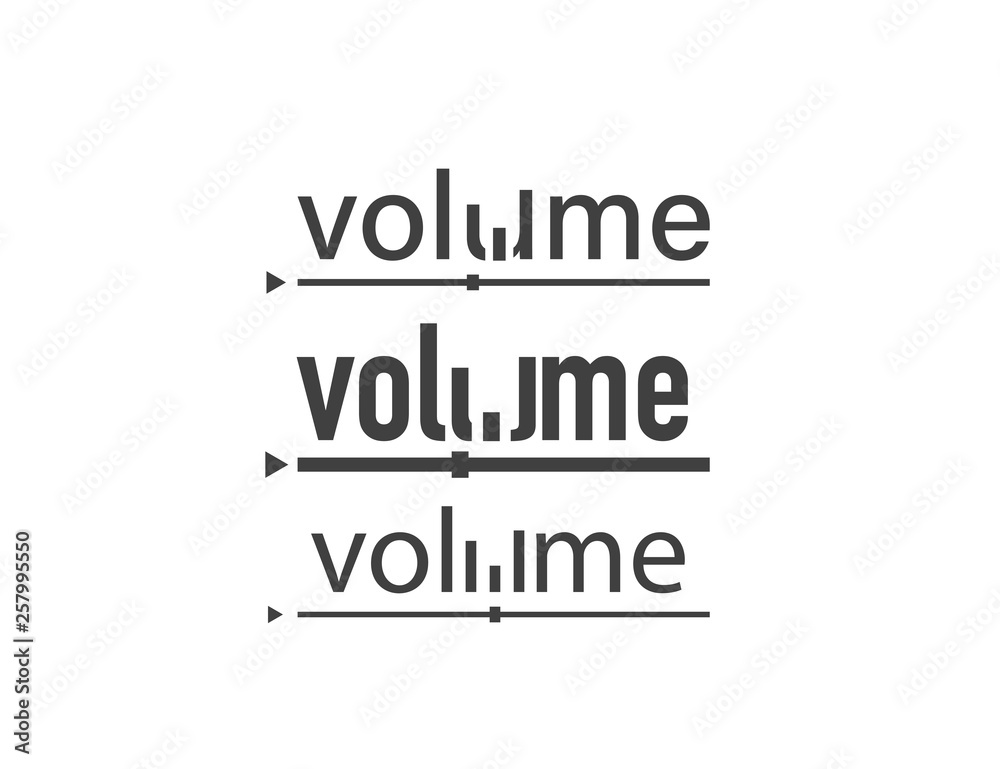 Volume set. Volume logo. Text volume on white background. vector