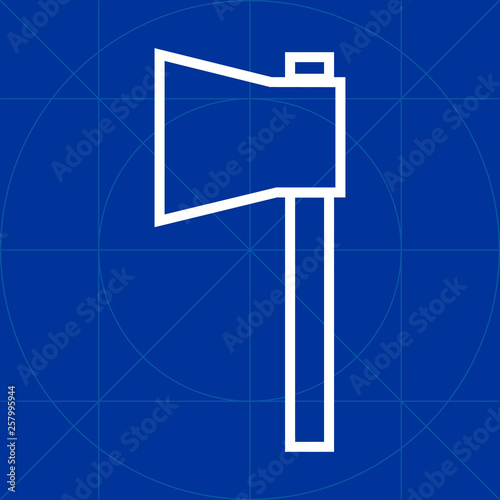 Simple hatchet or axe outline line icon