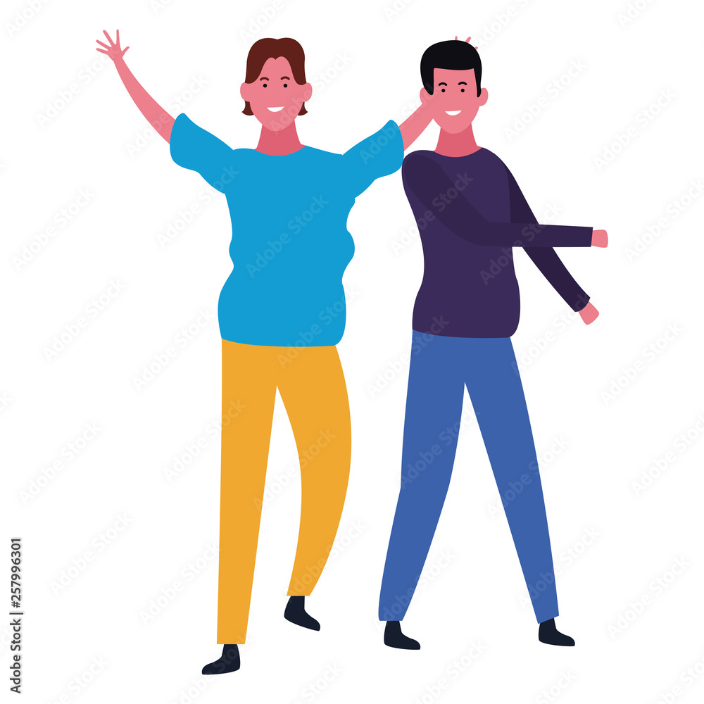 Friends men greeting and smiling Friends men greeting and smiling