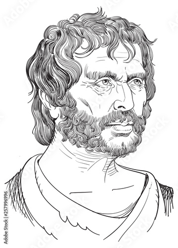 Seneca portrait in line art illustration