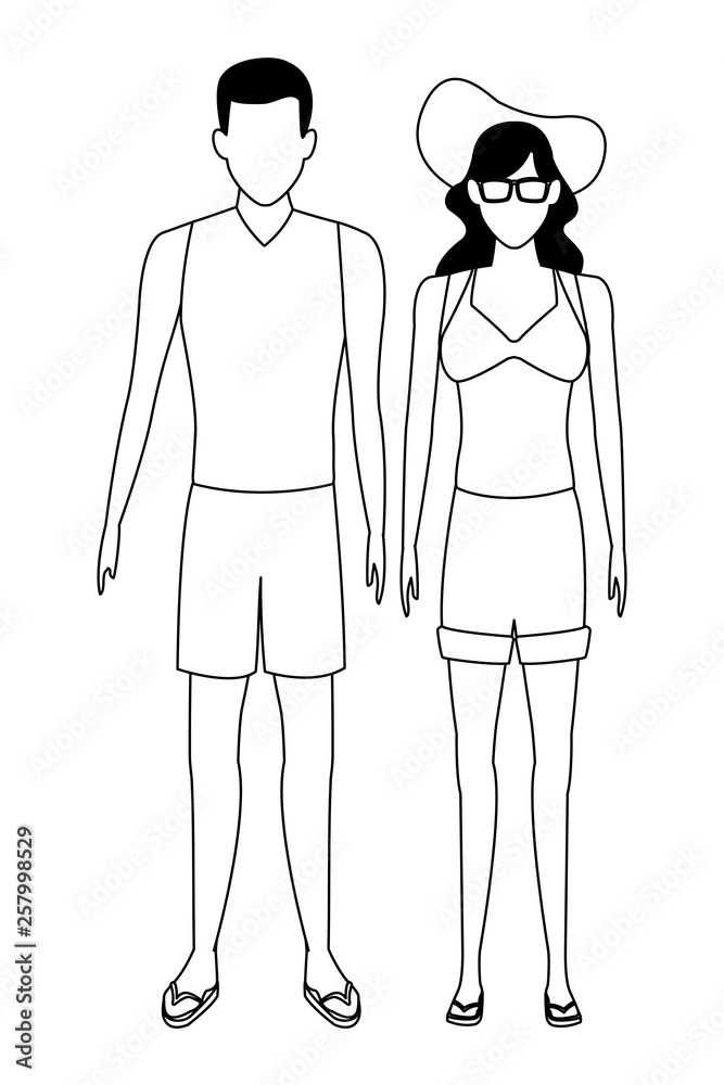 couple wearing summer clothes black and white couple wearing summer clothes black and white