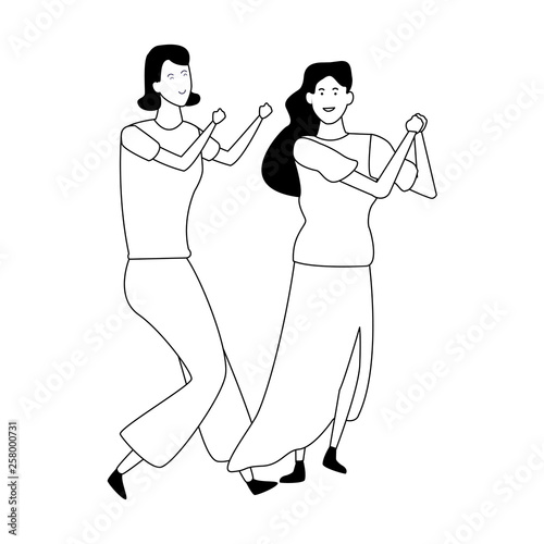 Couple having fun and dancing in black and white