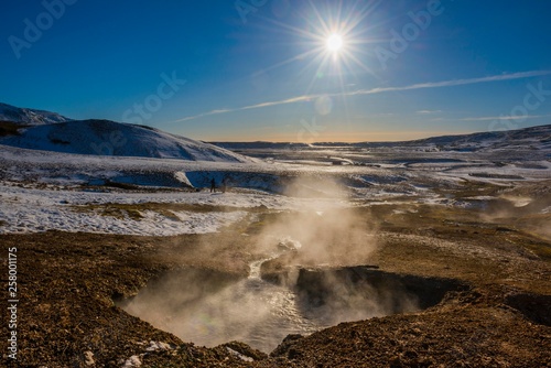 Geothermal area Hengill, steaming fumarole, Pingvellir National Park, Suourland, Iceland, Europe photo