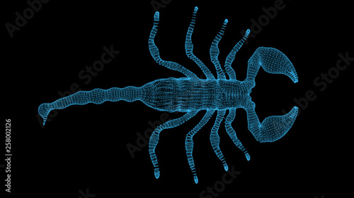3d rendering scorpion wire frame high poly mesh