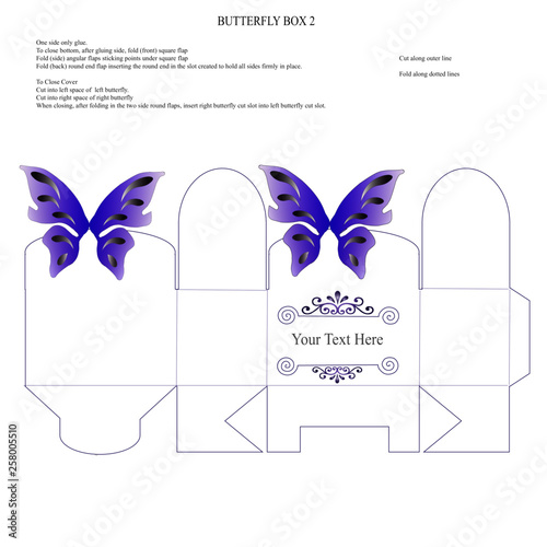Purple Butterfly Favour Box Template