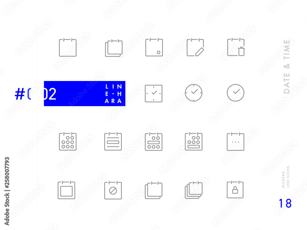 Modern set of line icons - #02 Date & Time