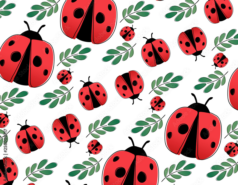modern ladybug and leaf pattern modern ladybug and leaf pattern