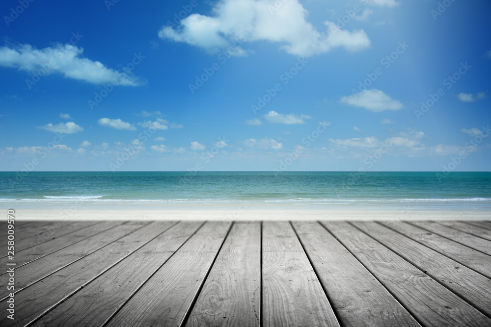 Tropical beach background and empty wooden, Summer. Tropical beach background and empty wooden, Summer.