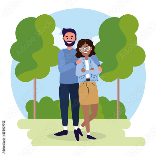 woman and man couple with casual clothes