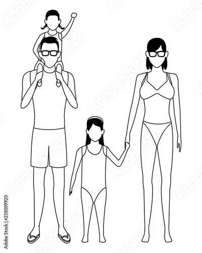 family avatar cartoon character black and white