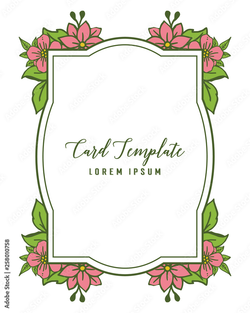 Fototapeta premium Vector illustration decor of card template with beautiful pink flower frames