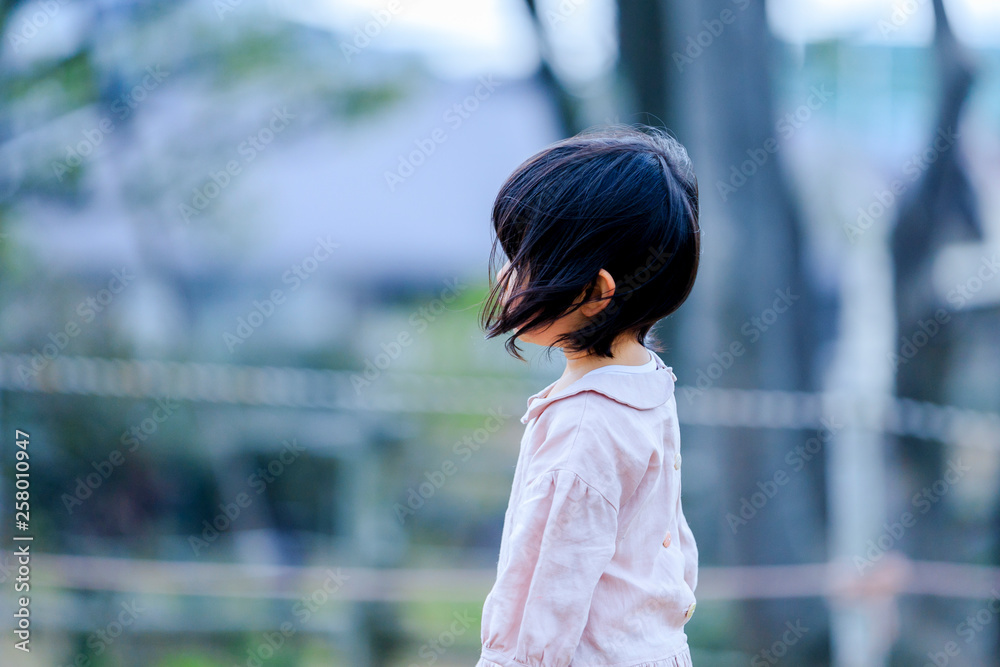 Fototapeta premium ３歳の女の子 屋外ポートレート