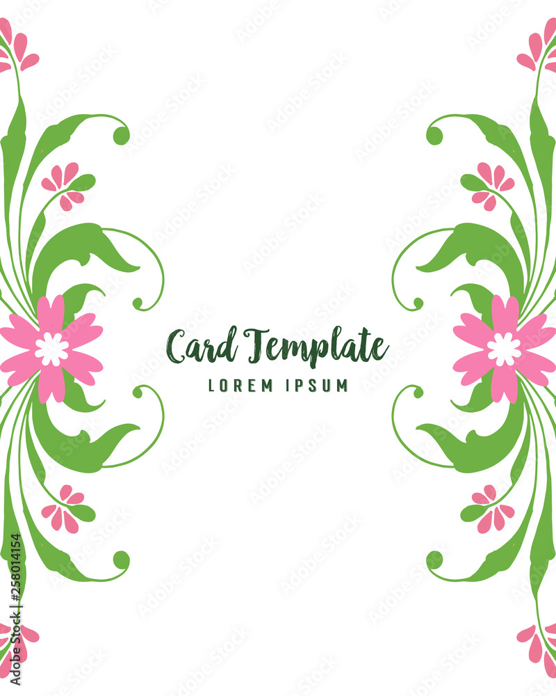 Vector illustration decor pink flower frame for design of card template