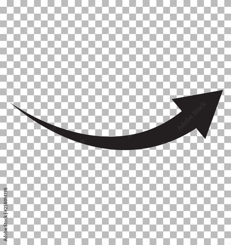 black arrow icon on transparent background. flat style. arrow logo concept.  arrow icon for your web site design, logo, app, UI. arrow indicated the  direction symbol. curved arrow sign. Stock Vector |