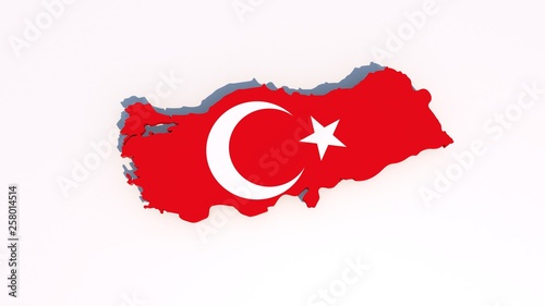 Turkey flag on 3d map