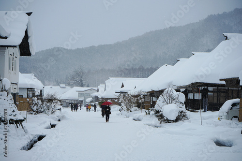 Ouchijuku Village in winter, Fukushima, Japan