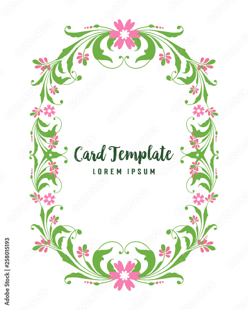 Vector illustration frame flower and green leaves for decorative of card template