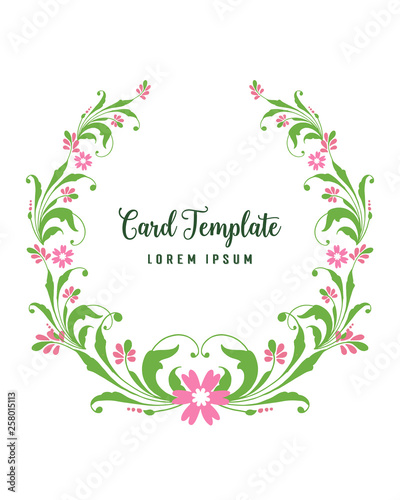 Vector illustration frame flower and green leaves for decorative of card template
