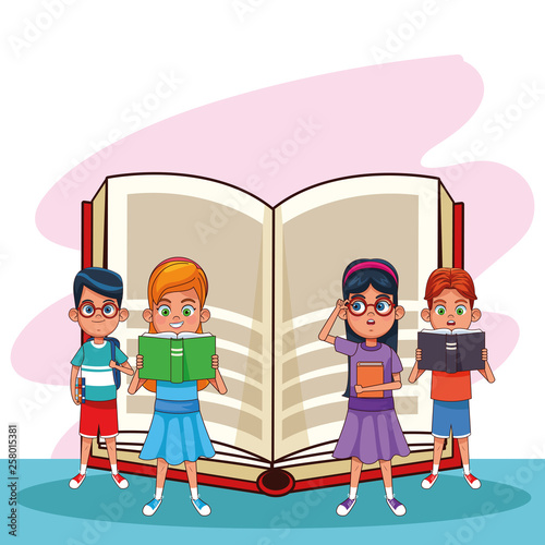 Kids and books cartoons
