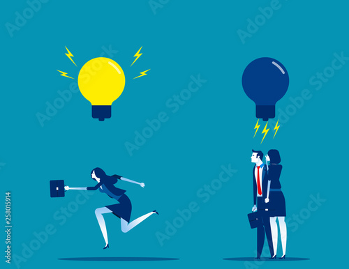 Business and new idea. Concept business vector illustration, Working, Displeased, Contemplation.