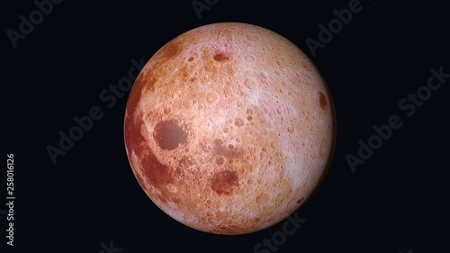 3d rendering red moon