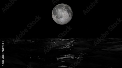 3d rendering moon and flares on water © bilge