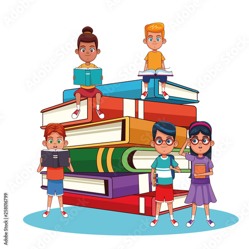 Kids and books cartoons